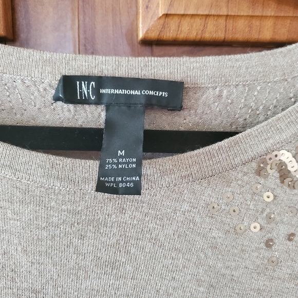 Inc Tan and Gold SEQUINES SWEATER - Picture 4 of 6